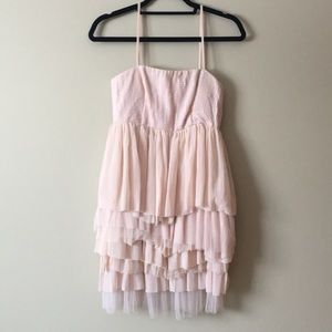 MM Couture pink tiered sequin/tulle dress